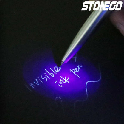 STONEGO Invisible Ink Pen with UV Light Magic Secret Writing Ballpoint Multi Function Pen for Office School Supplies