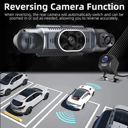 Cámara de salpicadero para coche de 1080P con GPS, WIFI, aplicación, grabadora de vídeo de 4 lentes, DVR de 360°, cámara de visión trasera, monitor de estacionamiento, caja negra, accesorios para coche