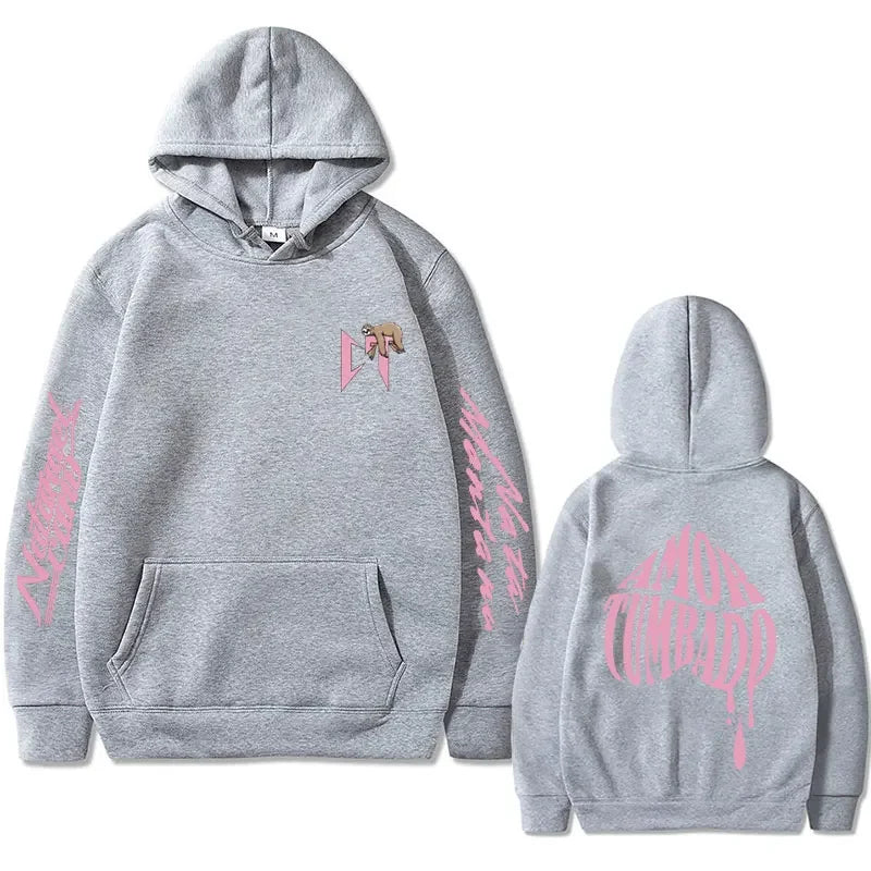 Singer Natanael Cano Amor Tumbado Pink CT Sloth Print Hoodie Men's Fashion Casual Sweatshirt Male Hip Hop Oversized Streetwear