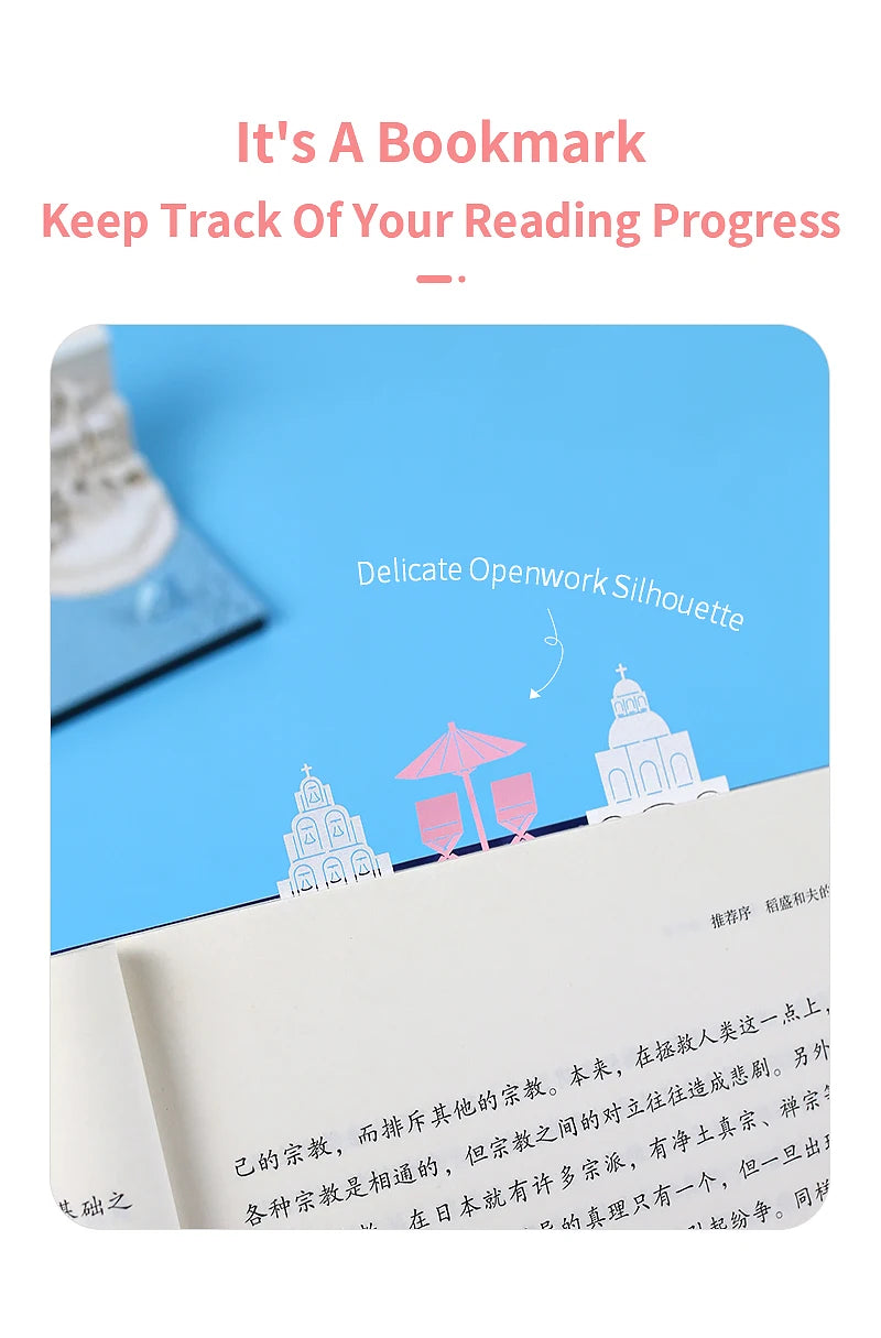 Omoshiroi Block 3D Memo Pad Santorini Magic Calendar Desk Decoration Tear Off Notepad Bookmark Souvenir Gift Girlfriend Birthday