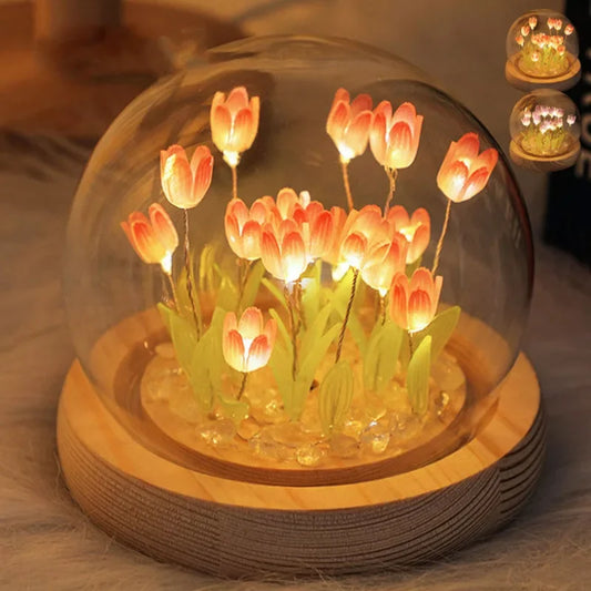 Tulip Night Light Tulip Flower Table Lamp DIY Simulation Tulip LED Night Light Handmade Bedside Light Christmas New Year Gift