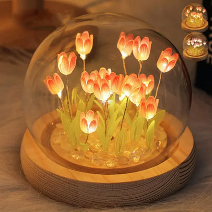 Tulip Night Light Tulip Flower Table Lamp DIY Simulation Tulip LED Night Light Handmade Bedside Light Christmas New Year Gift