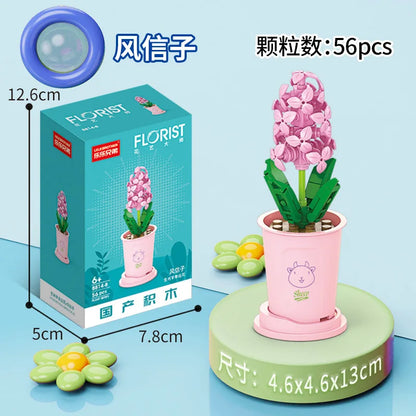 Adults Mini Flower Bouquet Particles Building Blocks for Children Girls 6 to 14 Years Old Assembly Bricks Constructor Set Gifts