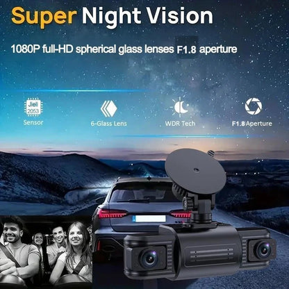 3 Channel FHD 1080P Car DVR Dash Cam Front Inside Rear Vehicle Camera DVRs Recorder Video Mini Dashcam Camcorder