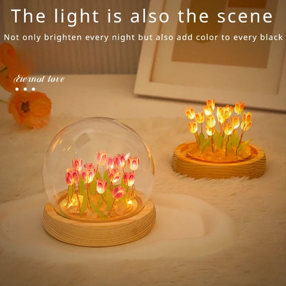 Tulip Night Light Tulip Flower Table Lamp DIY Simulation Tulip LED Night Light Handmade Bedside Light Christmas New Year Gift