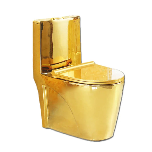 ~Venta caliente de artículos sanitarios dorados para baño, inodoro de cerámica de una pieza montado en el piso, chapado en oro