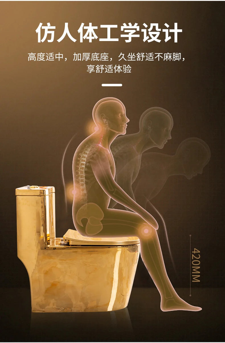 Siphon Water-Saving Mute Tuhao Gold Toilet Anti-Blocking Deodorant Ceramic Electroplating Gold