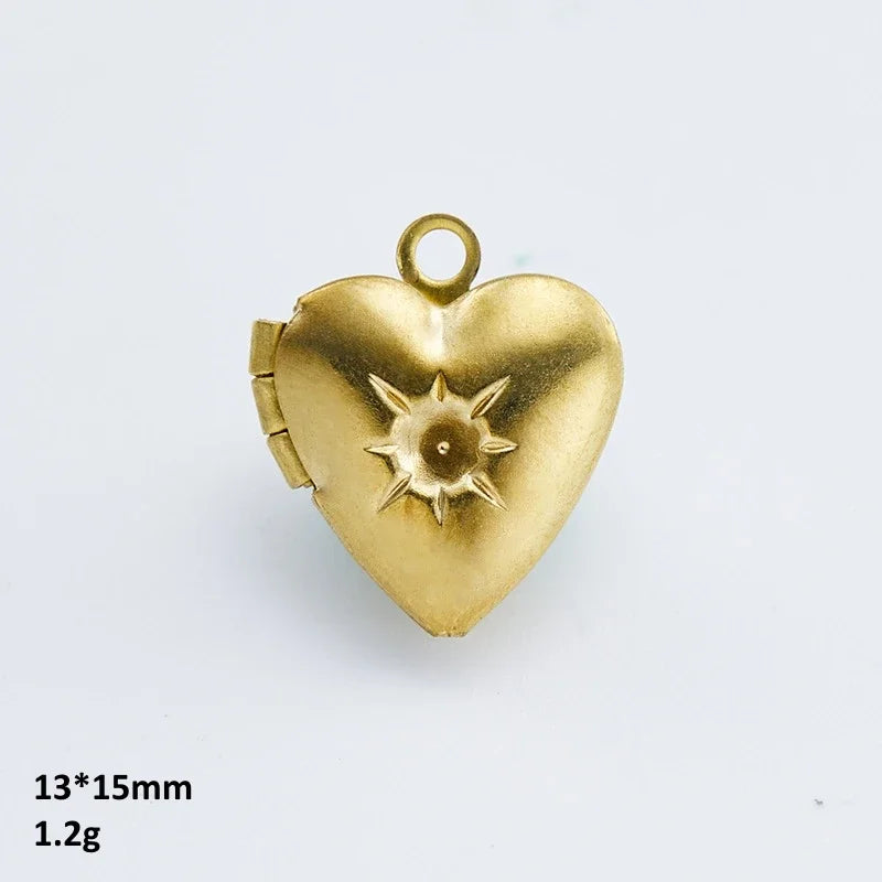 BoYuTe (50 Pieces/Lot) Heart Shaped Raw Brass Locket Pendant Materials Diy Photo Lockets Jewelry Accessories