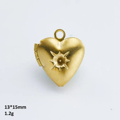 BoYuTe (50 Pieces/Lot) Heart Shaped Raw Brass Locket Pendant Materials Diy Photo Lockets Jewelry Accessories