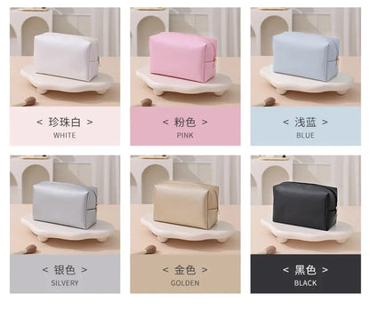 Small Makeup Bag PU Leather Travel Cosmetic Pouch Toiletry Bag for Women Portable Water-Resistant  Personalized Embroidery