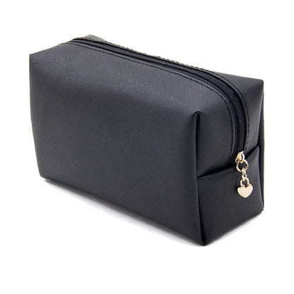 Women Cosmetic Bag Waterproof PU Leather Solid Color Makeup Pouch Travel Portable Wash Toiletry Storage Bag Organizer Purse 2025