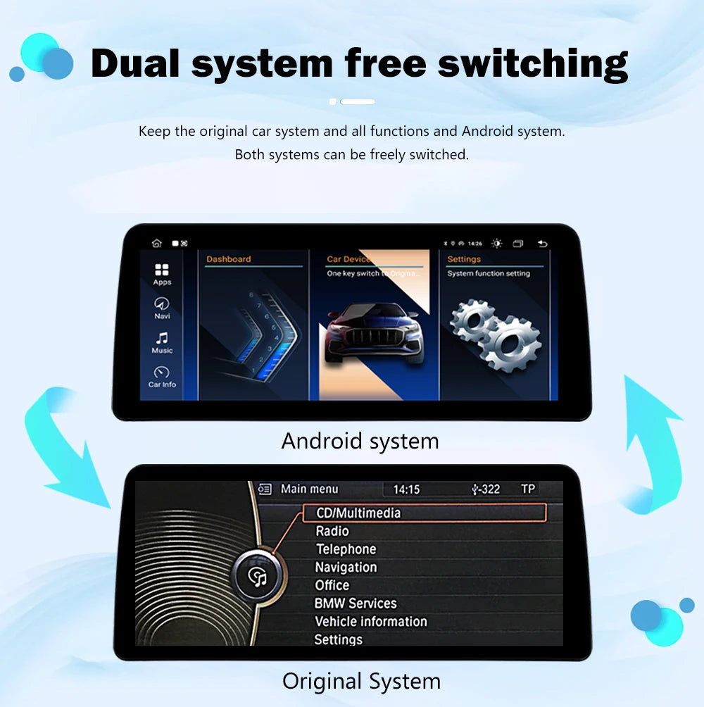 1920*720P Carplay 12,3 pouces Android 14 pour BMW Série 5 F10 F11 2010-2016 CIC NBT Système Auto Radio GPS Navigation Multimédia