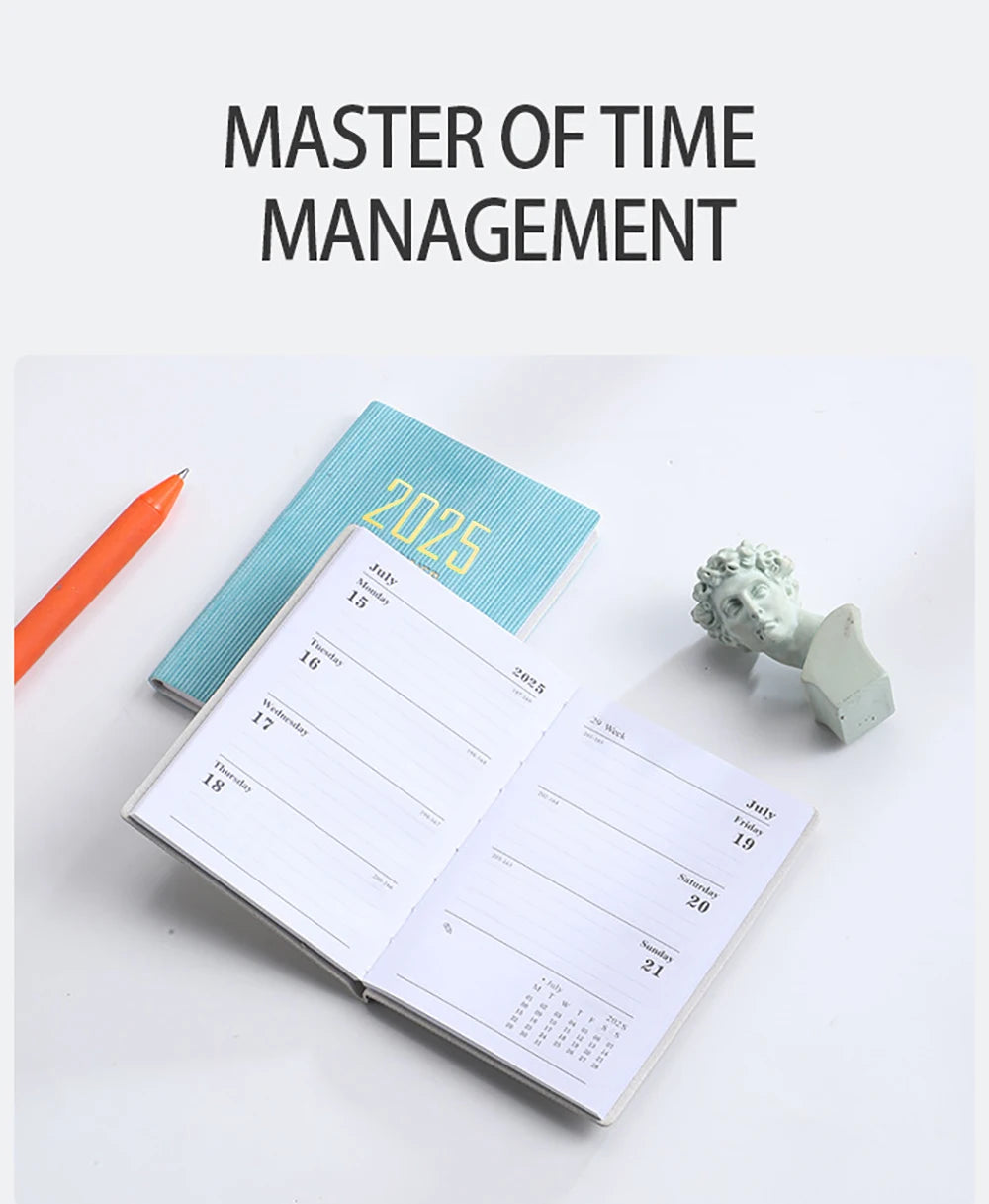 2025 A7 Mini Agenda Book Portable Diary Weekly Planner Notebooks To Do List English Notepad With Calendar School Office Supplies