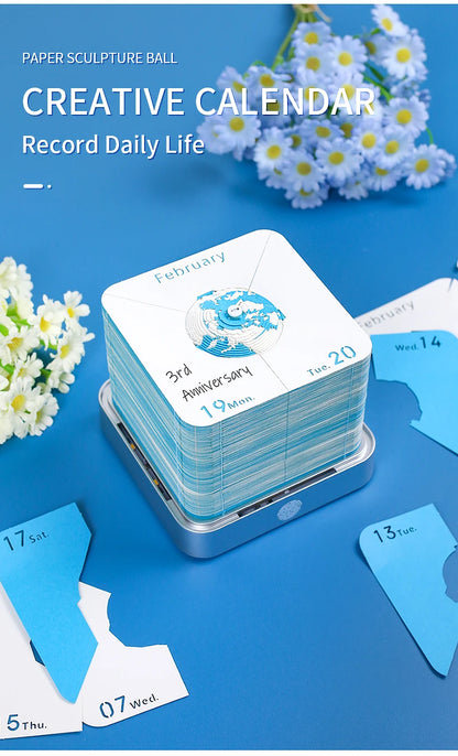 Omoshiroi Block 3D Notepad Earth Calendar 2024 Memo Pad Kawaii 3D Calendar Paper Notes Block Desktop Decoration New Years Gift
