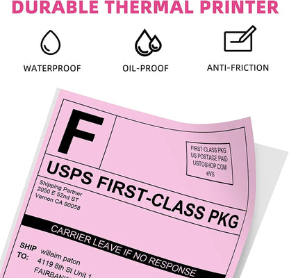 Phomemo 4x6 Thermal Labels for Shipping Label Printer - 500PCS Purple Mailing Labels 4x6 Direct Thermal Labels Fanfold BPA Free