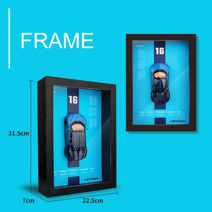 3D Wooden Photo Frame With 1/32 Diecast Metal Miniature Toy Car, 12 Inches Wall Decoration Suitable for Modern Style Living Room