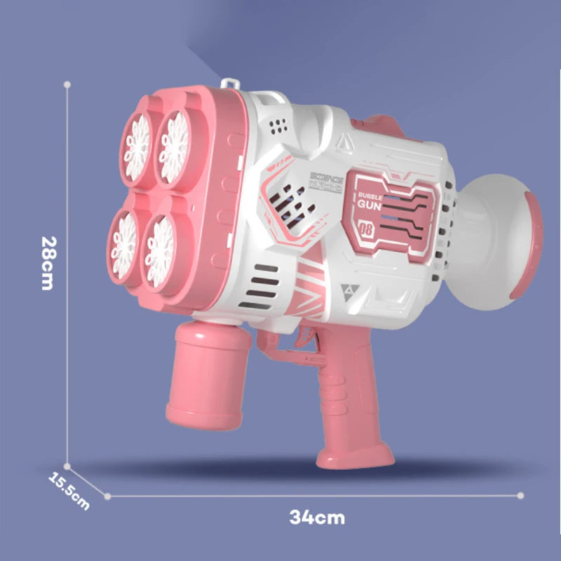 Pistolet à bulles, fusée, machine à bulles de savon, lanceur spatial électrique, cadeaux pour la fête des enfants, continue de produire des bulles avec lumière LED