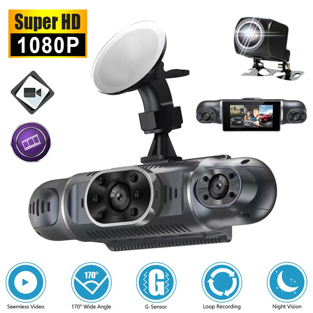 4 Channel Car DVR HD 1080P 4-Lens Inside Vehicle Dash Cam Four Way Camera DVRs Recorder Video Registrator Dashcam Camcorder 24H