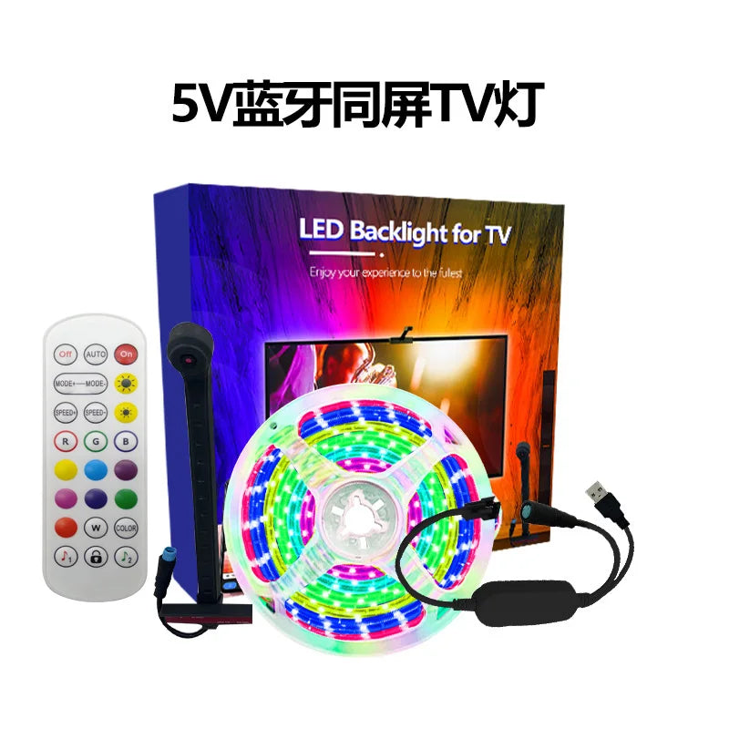 TV LED Backlight with AR Camera Color Gamut Sensor RGBIC Light Music Sync Strip For 55-85 Inch Monitors Light linkage Ambilight