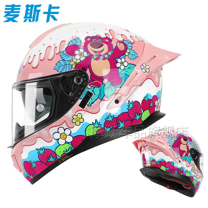 Sanrio Genuine Hello Kitty Motorcycle Helmet Full Face Racing Helmets Offroad Motorcycle Helmet Motorbike Kawaii Xmas Girl Gift