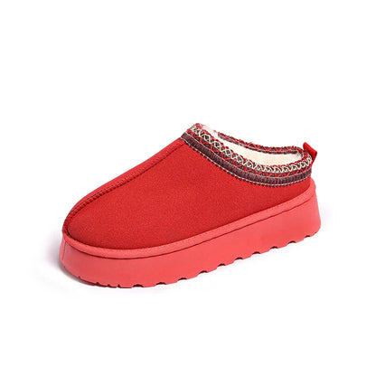 2024 Winter New Snow Boots for Women Cashmere Warm Thick Soles Without Heel-covered Hair Half Slipper Cotton Shoes for Women