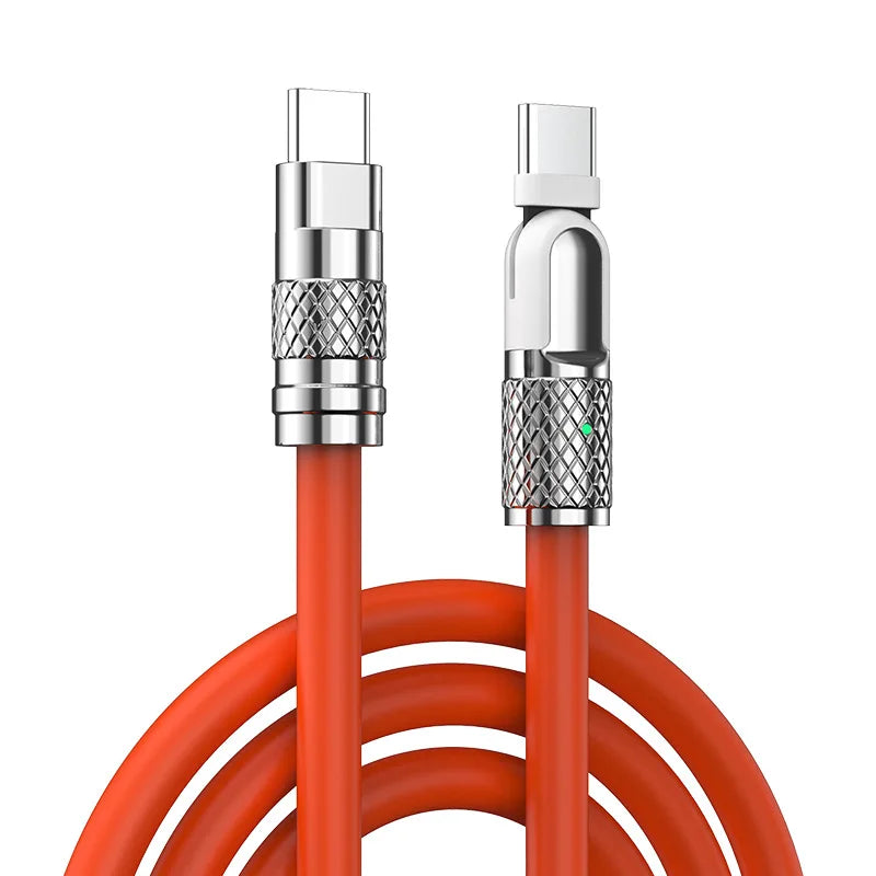 5A Super Fast Charge Type C Cable 180° Degree Rotation Elbow Cable for Xiaomi Samsung Phone Charger Liquid Silicone USB C Cable