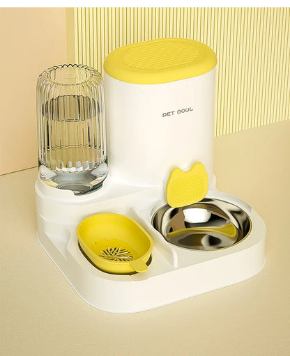 Comedero automático para gatos, cuenco de comida para gatos de gran capacidad con fuente de agua, dispensador para perros pequeños y gatos, contenedor de almacenamiento de alimentos