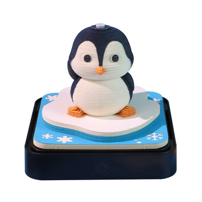 Omoshiroi Block 3D Memo Pad Calendar 2025 Cute Penguin 3D Paper Carved Sticky Notes Miniature Items Office Accessories Love Gift