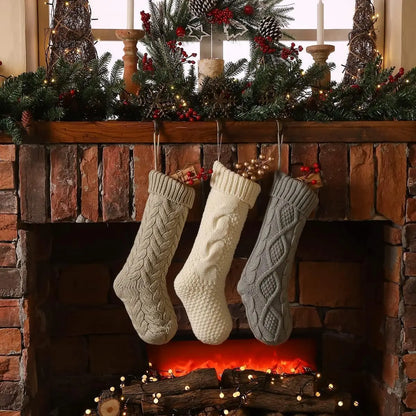 6-8PACK Christmas Stockings 18In Cable Knit Fireplace Stockings Rustic Hanging Xmas Stockings Farmhouse Boho Decorations Family