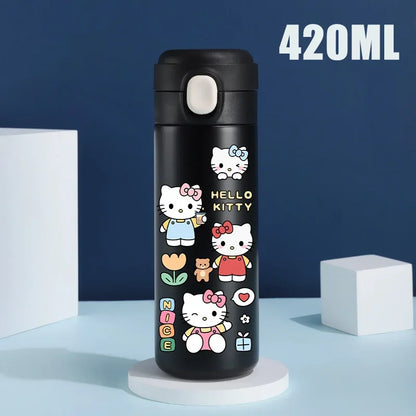 Sanrio 420 ML Thermos Mug Hello Kitty Cartoon 304 Stainless Steel Portable Water Cup Travel Water Bottle Kawaii Cups Kids Gifts