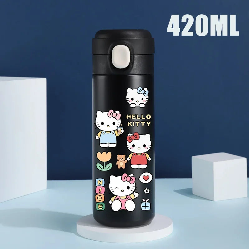 Sanrio 420 ML Thermos Mug Hello Kitty Cartoon 304 Stainless Steel Portable Water Cup Travel Water Bottle Kawaii Cups Kids Gifts
