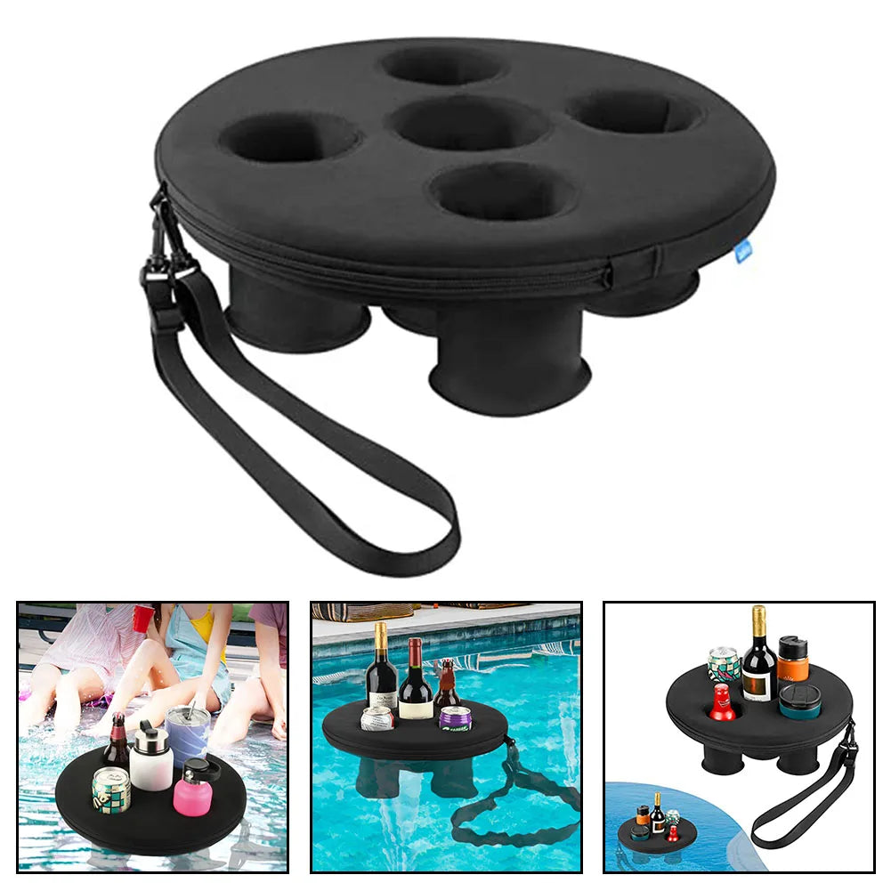 Bucket Cup Holder Floating Inflatable Pool Drink Holder With 5 Holes Float Beer Drink Tray For Swimming Party Cooler Table Parts