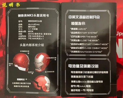 Avenger Iron Man Mk-5 Helmet Electric 1/1 Mk5 Helmet Remote & Voice Control Cosplay Light Led Ironman Action Figure Toys Gifts