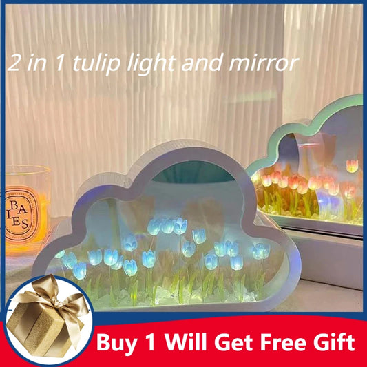 Tulip Light Cloud Mirror Table Lamps Lights Tulips Floral Lamp Nightlight DIY Material Accessories Decorations Wedding Gift