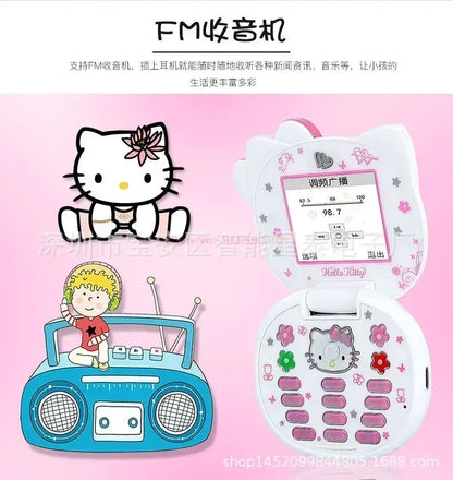 2023 New Kawaii Sanrioed Hello Kitty Flip Phone Cartoon Cute Little friends Taiml Mini Phone For Kids Toys For  friends Gifts