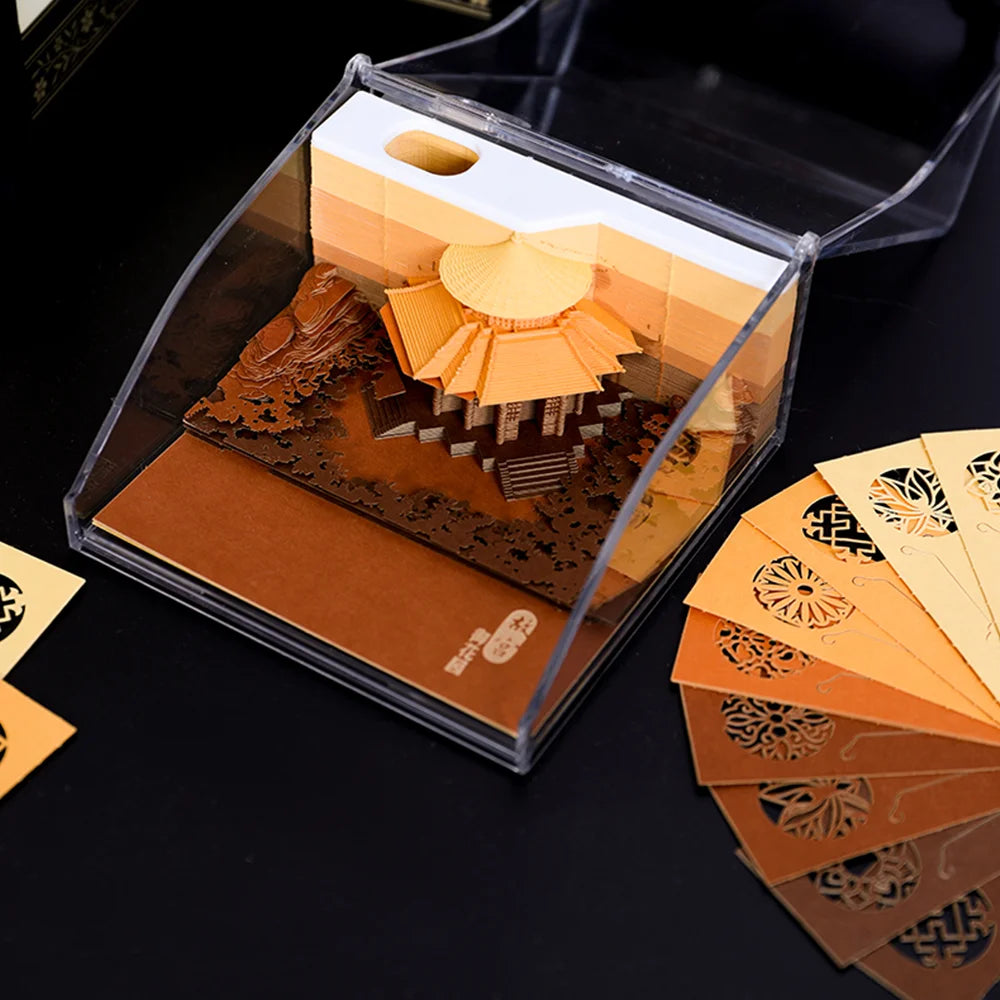 Omoshiroi Block 3D Memo Pad Retro Royal Garden Notepad Cubes 160Sheets Sticky Notes Office Stationery Wedding Bridesmaid Gift