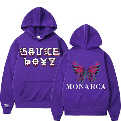 USA Rapper Eladio Carrion Print Hoodie Monarca Music Clothes Men Women Hip Hop Oversized Casual Sweatshirt Man Quality Clothing