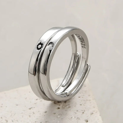 1 par de anillos de pareja de rombos blancos y negros, anillo abierto para mujeres y hombres, anillos de dedo ajustables, regalo de joyería de aniversario para amantes románticos