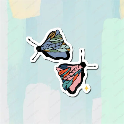 Pastel Moths 5PCS Stickers for Living Room Bumper Anime Cute Kid Car Art Print Window Home Decor