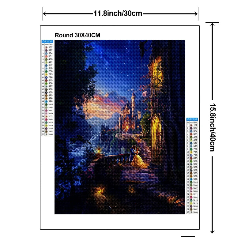 5D DIY Disney Princess Diamond Painting Beauty and Beast Cross Embroidery Landscape Castle Handmade Diamond Mosaic Art Gift