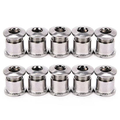 10 piezas de pernos para bielas de bicicleta, pernos simples, dobles y triples, tornillos de acero para platos y platos, tornillos para platos y tuercas, accesorios para bicicletas