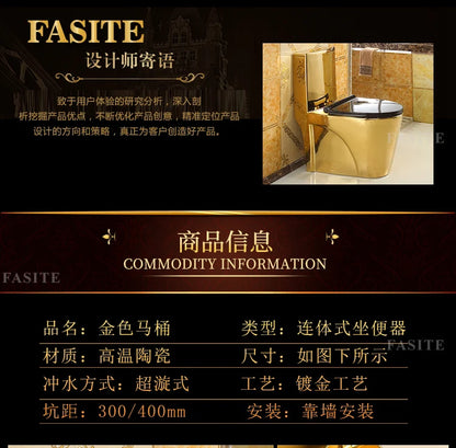 Artistic European style golden toilet siphon type deodorant toilet for adults, bathroom, household use