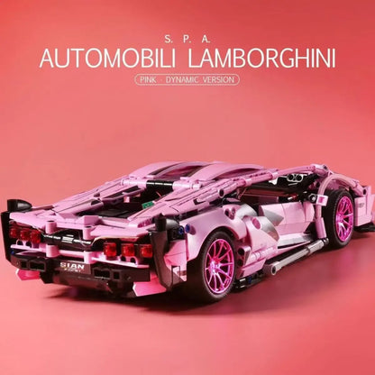 1280PCS Technique 1:14 Rose Lambo Super Sports Car Blocs de Construction MOC Ville Vitesse Véhicule Assembler Briques Jouets Pour Enfants Garçons