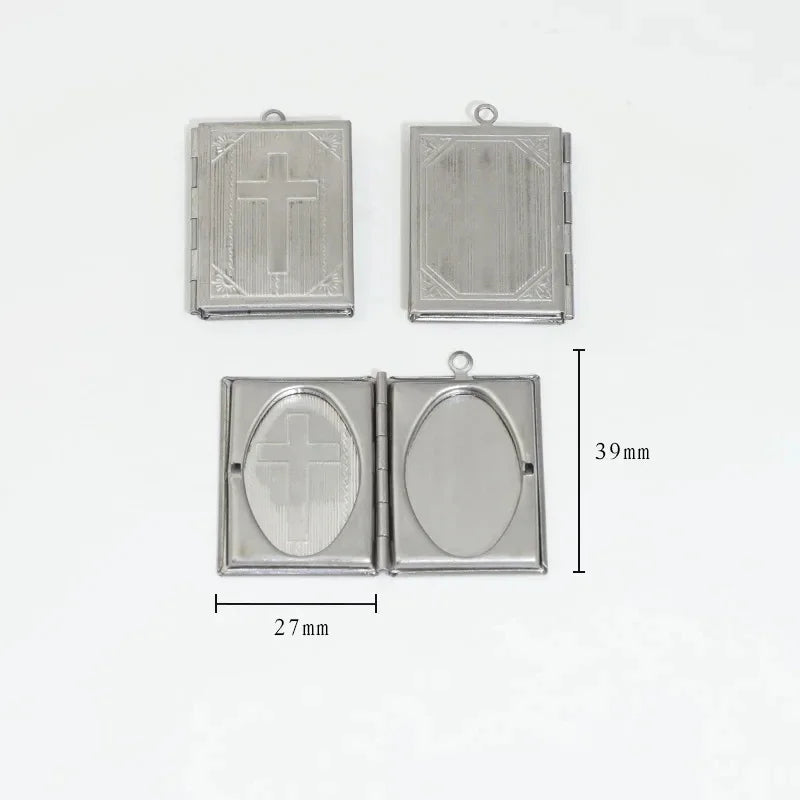 BoYuTe (20 Pieces/Lot) 316 Stainless Steel Oval Shaped Locket Pendant Can Open Photo Locket Diy Jewelry Materials