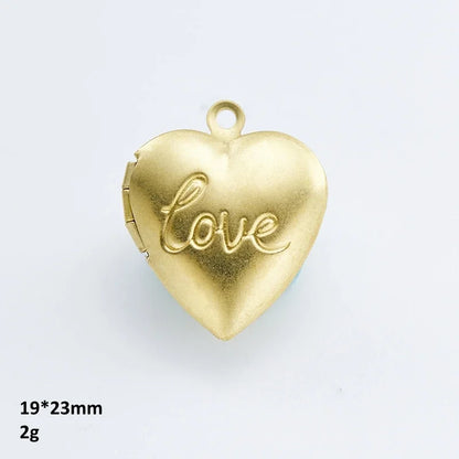 BoYuTe (50 Pieces/Lot) Heart Shaped Raw Brass Locket Pendant Materials Diy Photo Lockets Jewelry Accessories