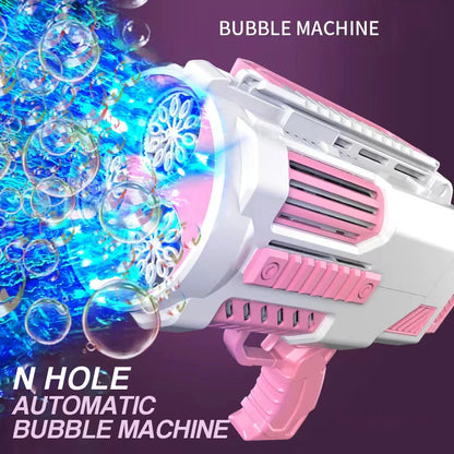 Máquina de burbujas de jabón con forma de cohete y pistola de burbujas N-Hole, lanzador espacial eléctrico, regalo para el Día del Niño que sigue produciendo burbujas con luz