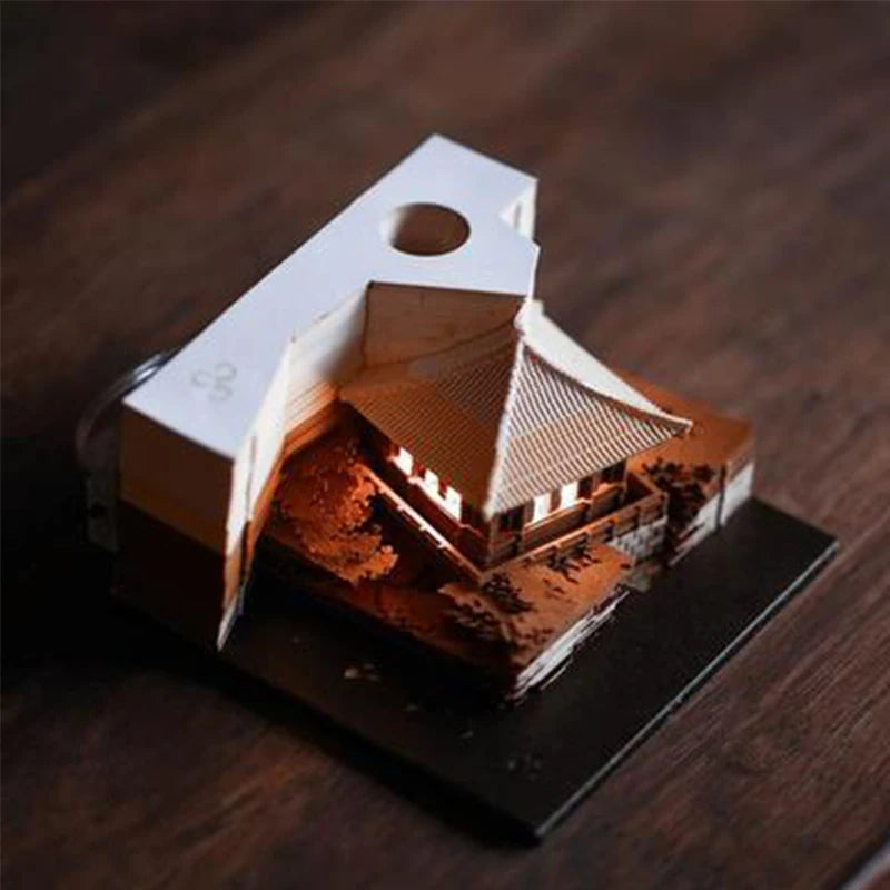 Omoshiroi Block  3D Memo Pad Arch Pavilion Notepad Led Diy Craft Office Accessories Wedding Bridesmaid Gift Message Note Paper