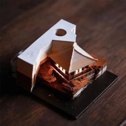 Omoshiroi Block  3D Memo Pad Arch Pavilion Notepad Led Diy Craft Office Accessories Wedding Bridesmaid Gift Message Note Paper