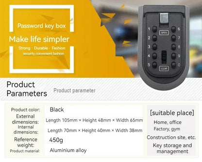 Password Key Box Wall-mounted Heavy-duty Metal Password Box Key Lock Box Outdoor Waterproof Storage Anti-theft Password Lock