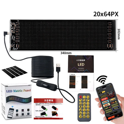 USB LED Matrix Pixel Panel With App Control 5V Flexible Scrolling Bright Advertising LED Signs RGB Pattern Car Animation Display